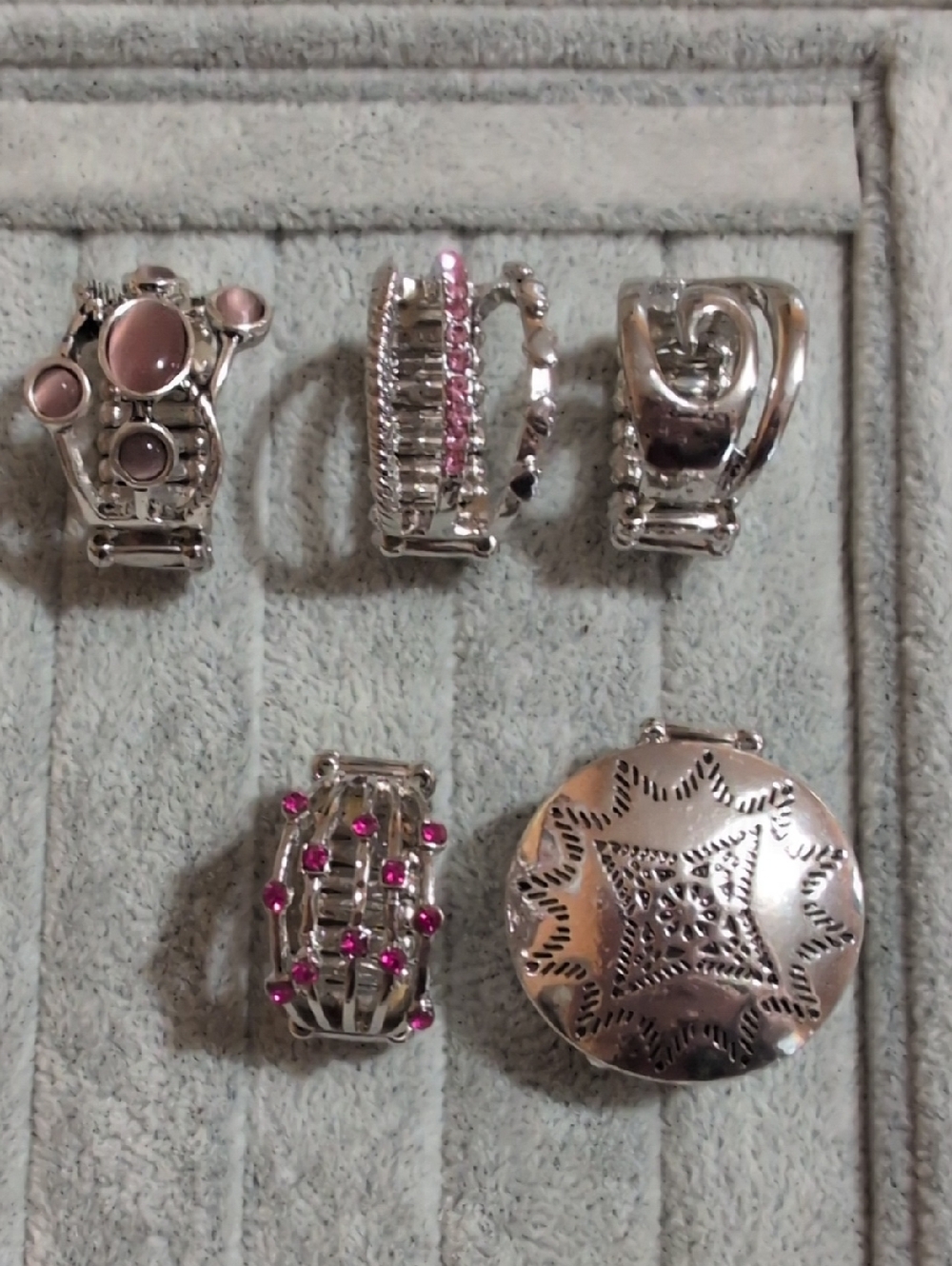 Silver Clip-On Charm with Pink Accents Women's Jewelry